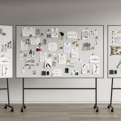 现代办公白板 移动白板su模型