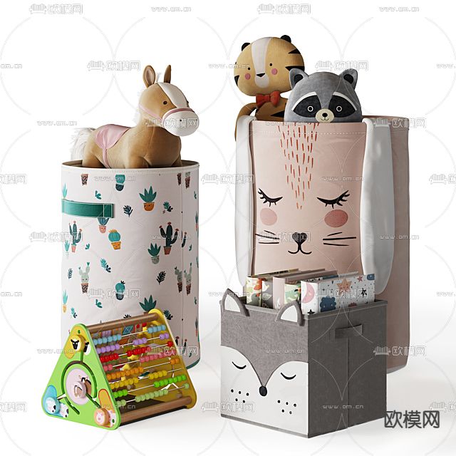 北欧简约创意卡通收纳盒免费3d模型下载