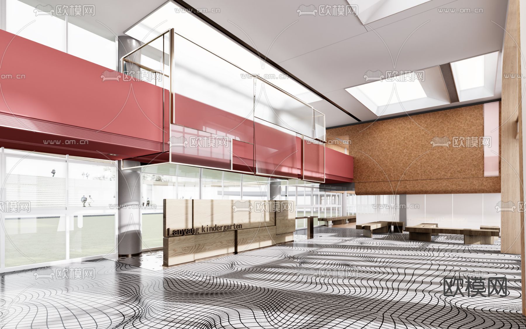 幼儿园大厅 休息区3d模型下载（渲染图2）