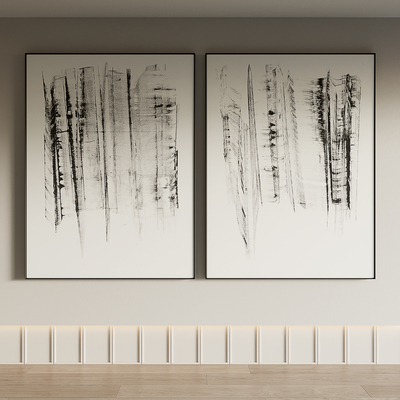 侘寂风 抽象画 装饰画su模型