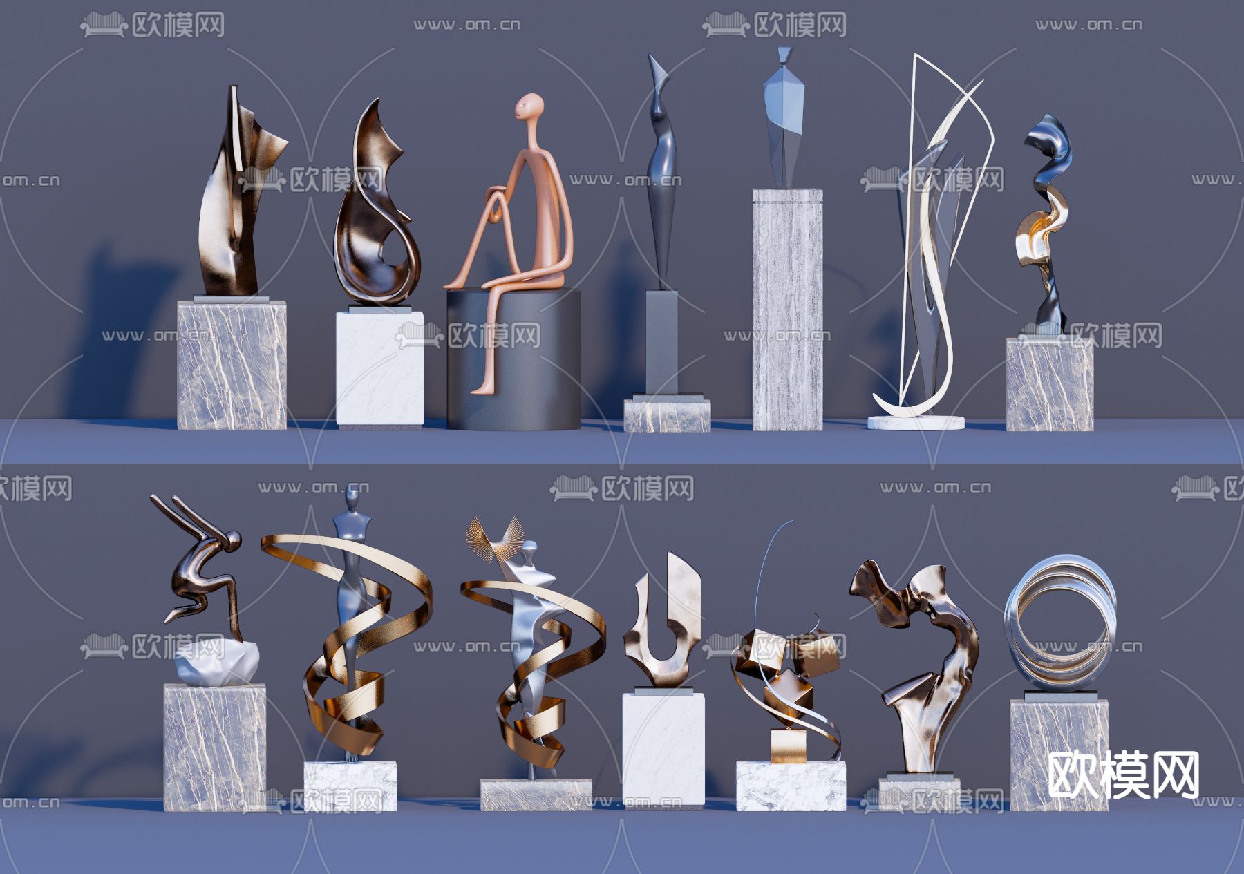 抽象雕塑 人形雕塑su模型