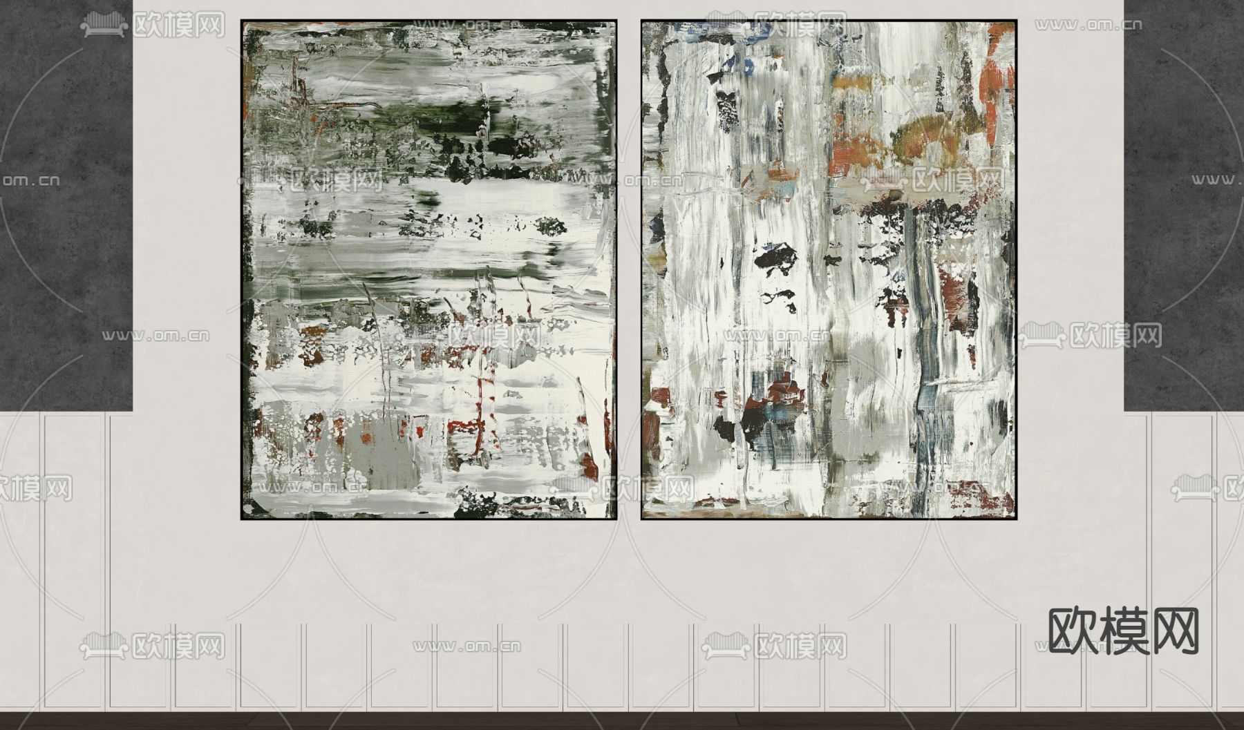 侘寂风抽象画 装饰画su模型