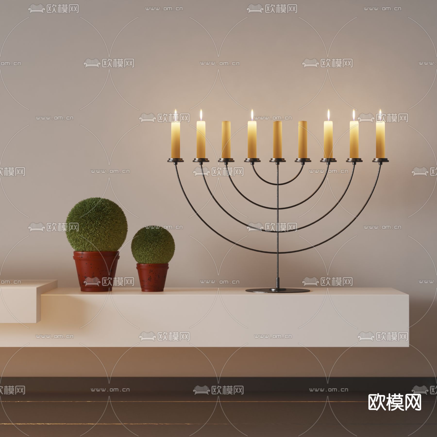 烛台灯 蜡烛3d模型下载