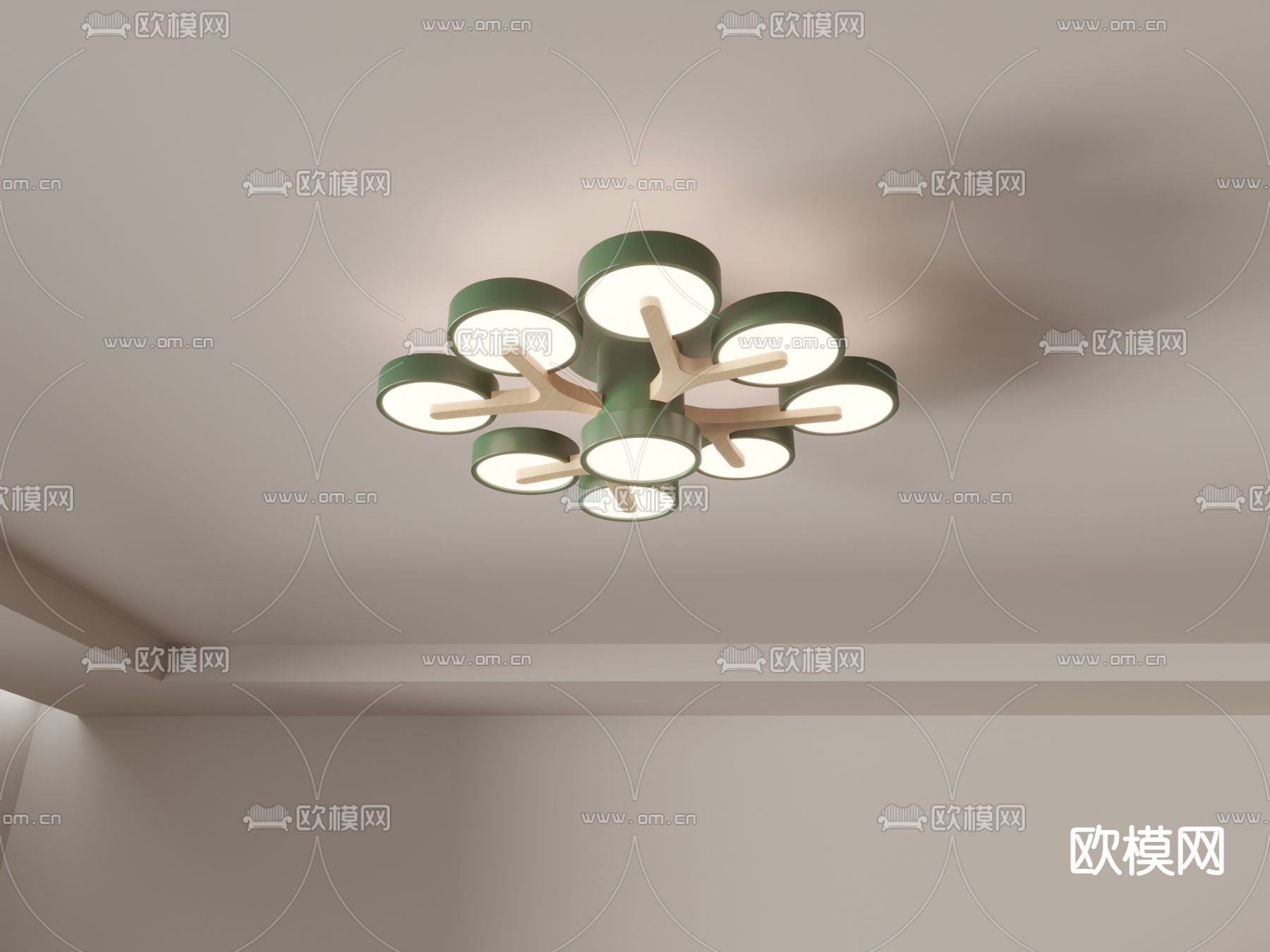 法式吸顶灯3d模型下载（渲染图4）