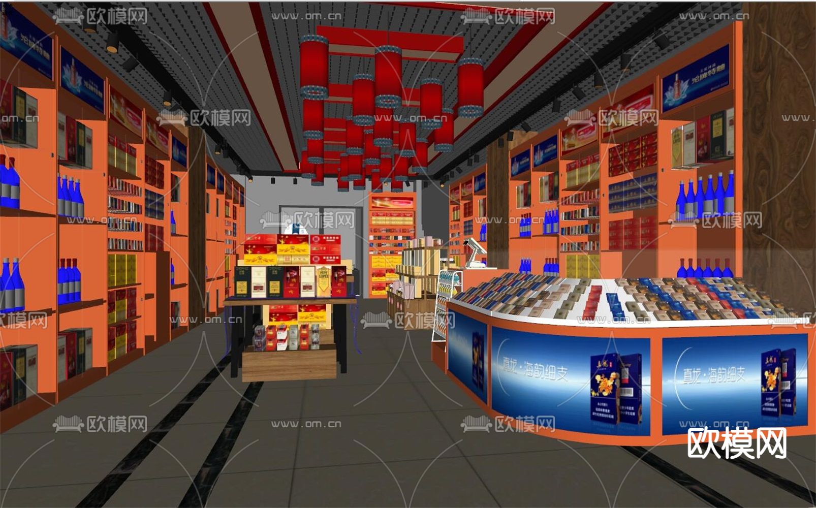 现代烟草专卖店su模型下载（渲染图2）