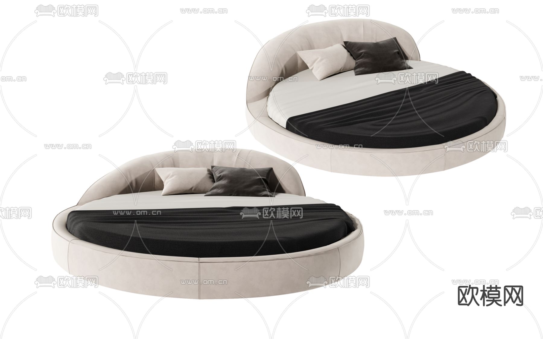 现代圆床3d模型下载