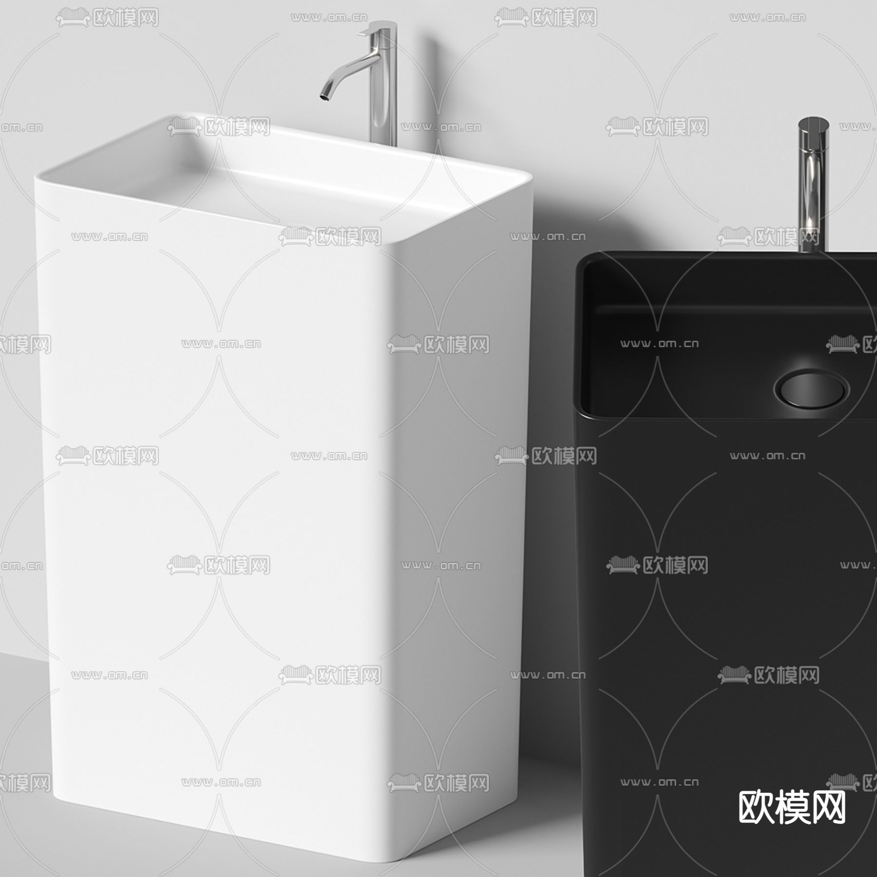 现代立式洗手台su模型下载（渲染图1）