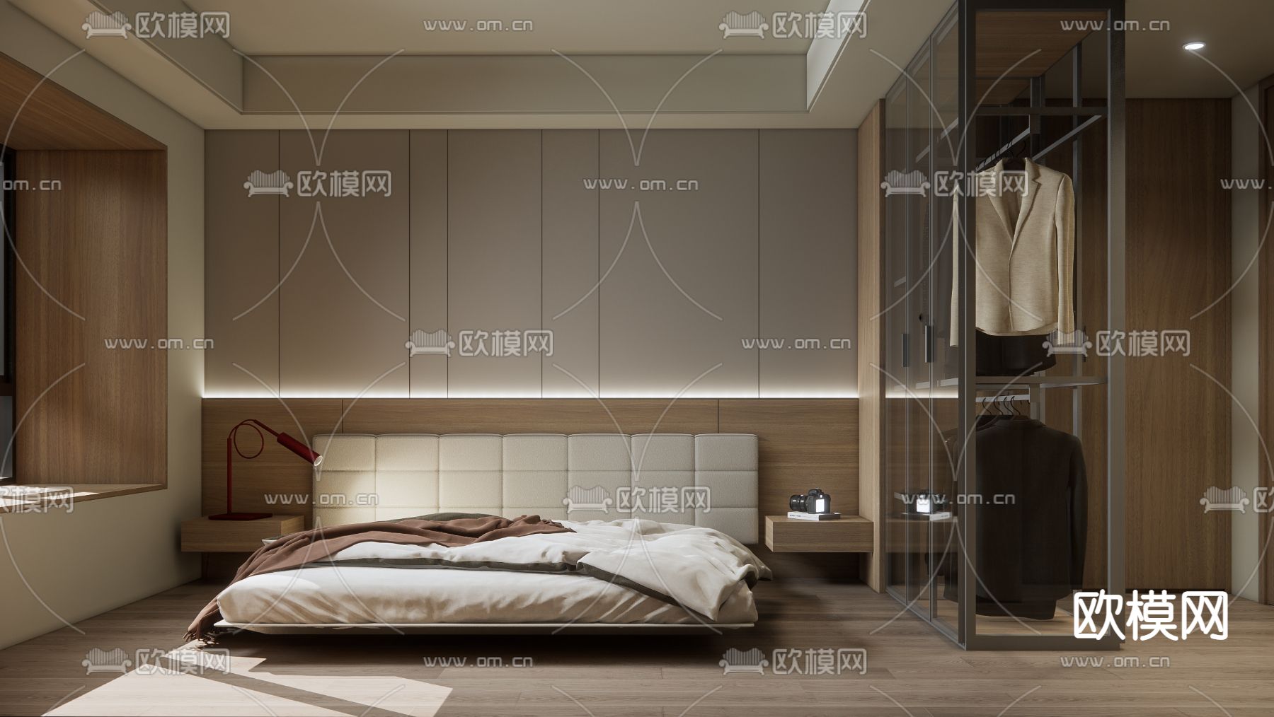 现代卧室 主人房su模型