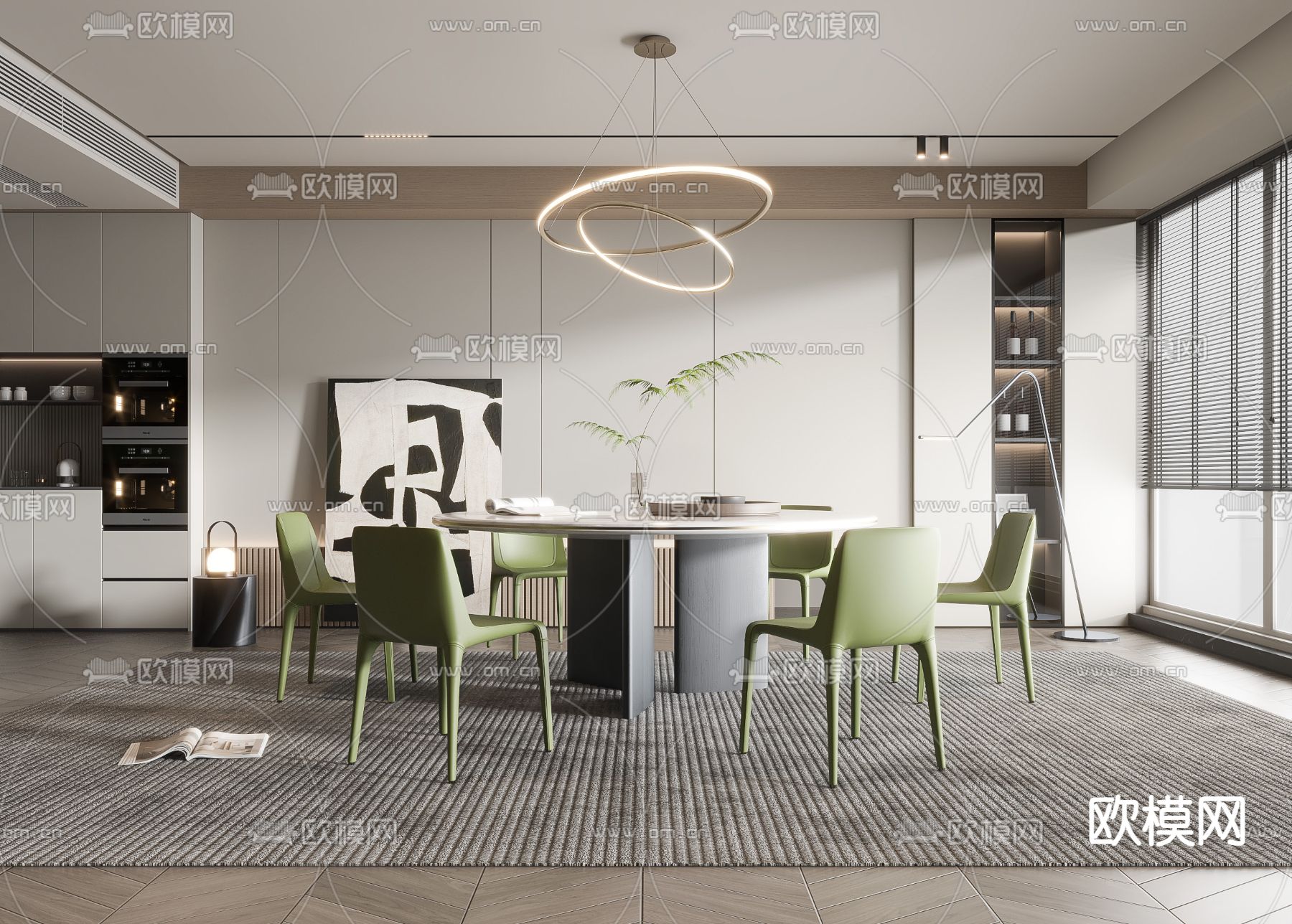 现代餐厅3d模型下载_ID13001337_3dmax免费模型-欧模网