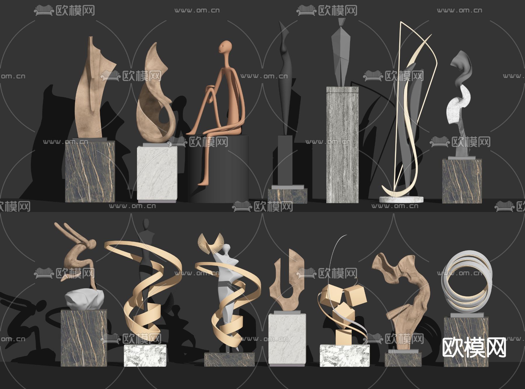 抽象雕塑 人形雕塑su模型