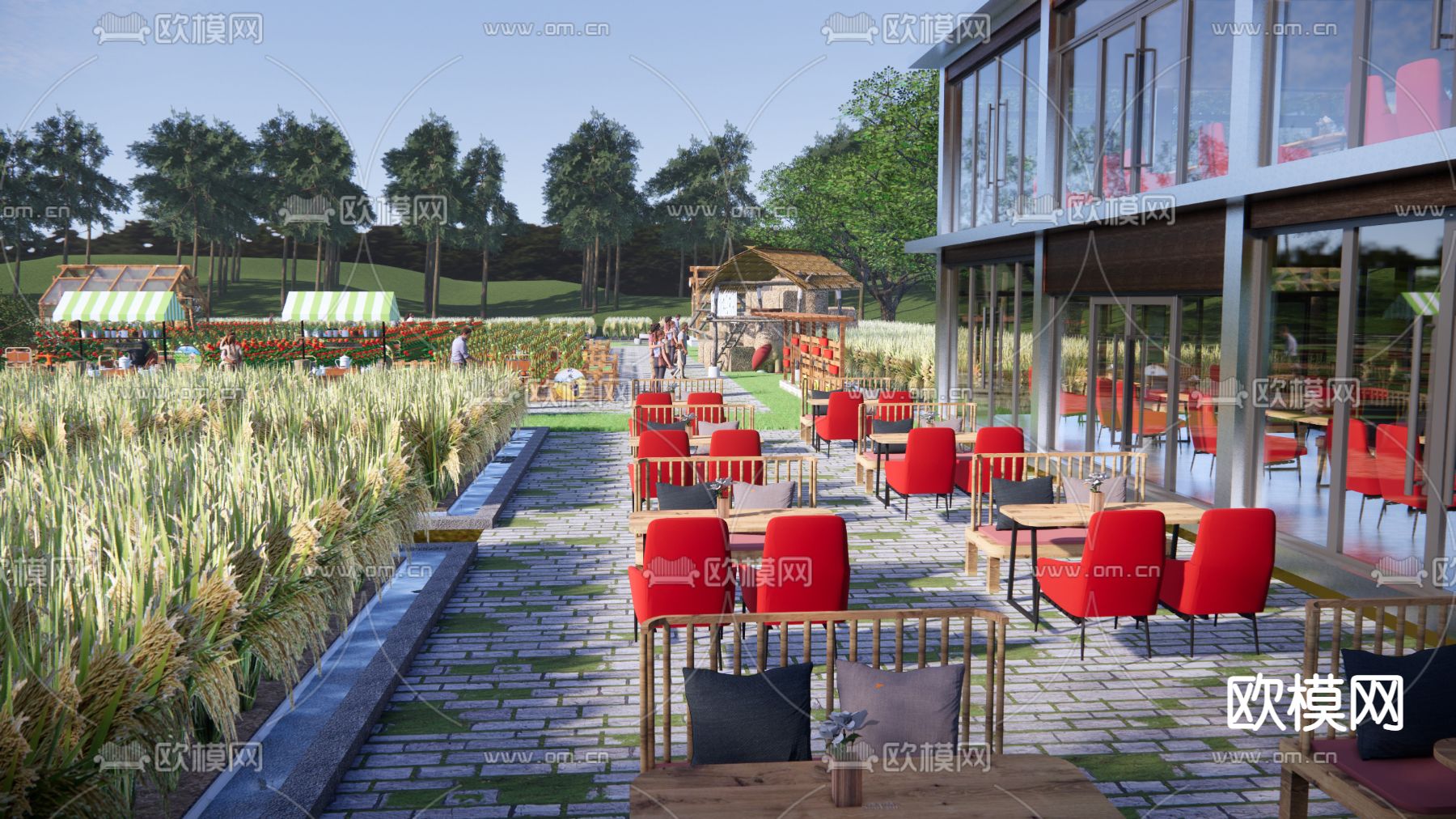 自然风田园景观su模型下载（渲染图2）