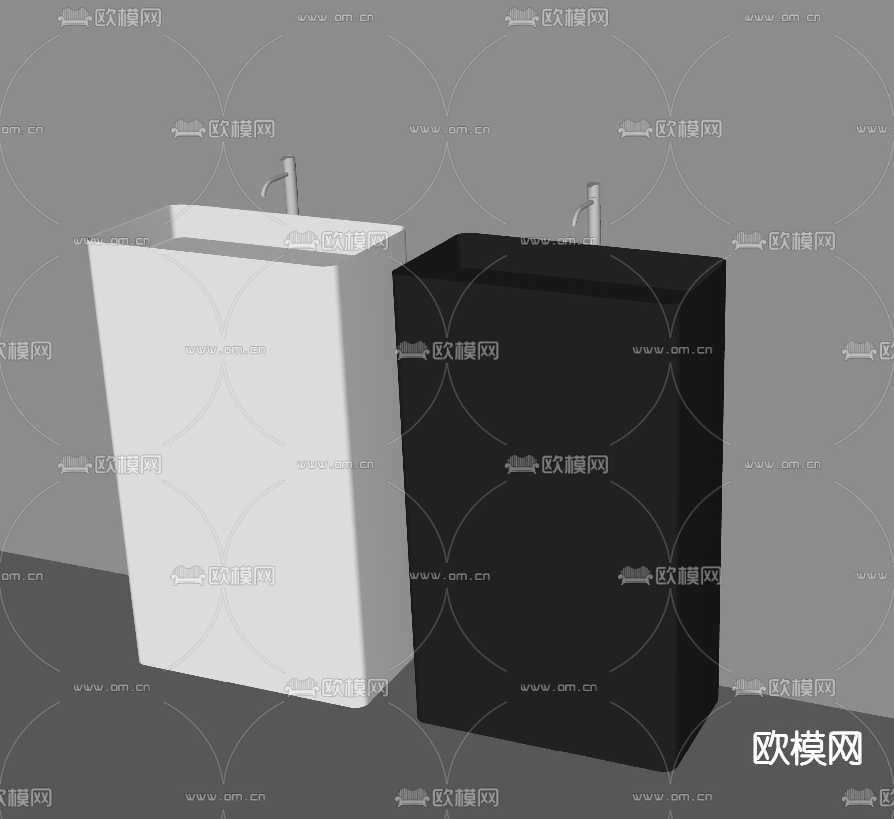 现代立式洗手台su模型下载（渲染图2）