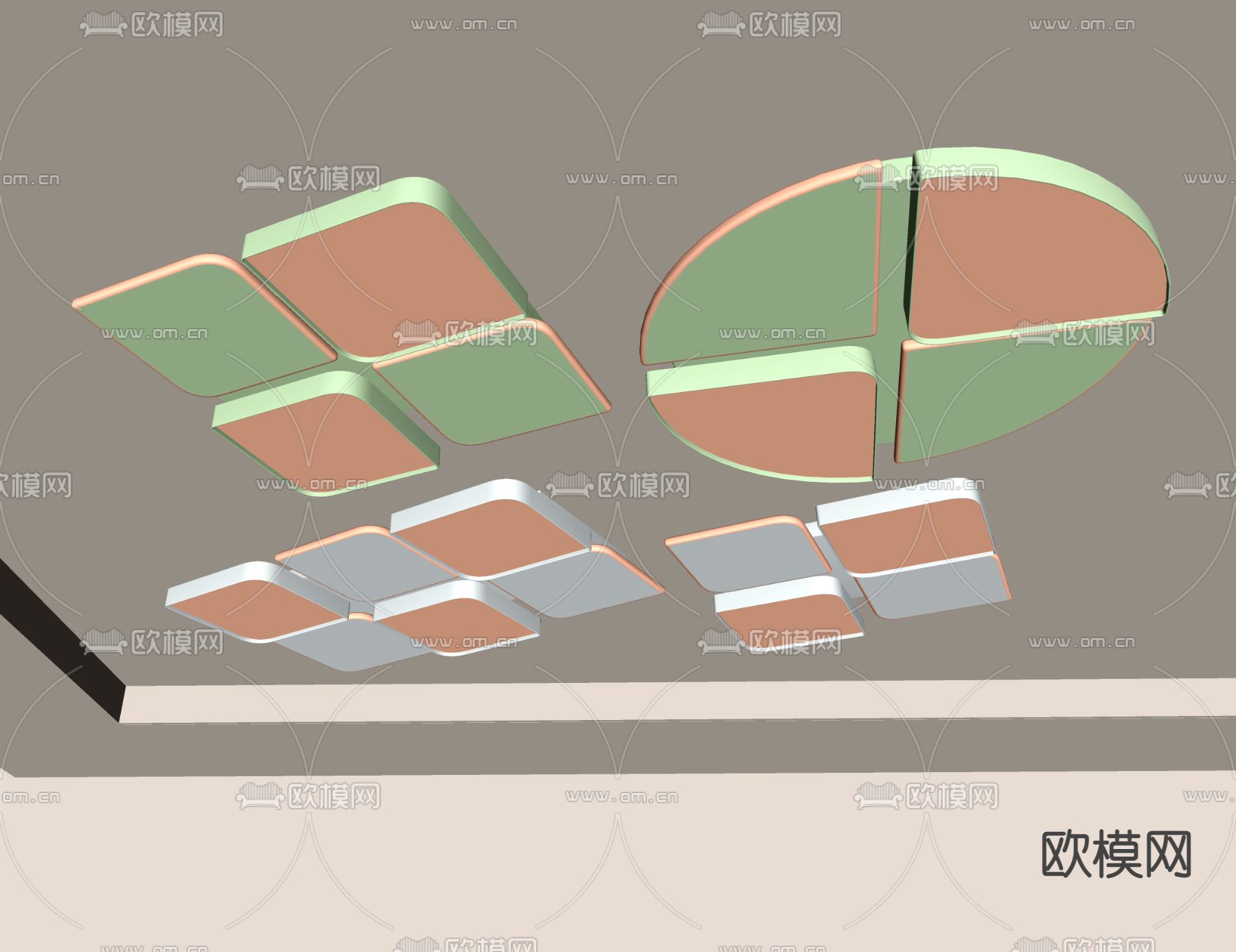 极简吸顶灯 几何吸顶灯3dsu模型下载（渲染图5）
