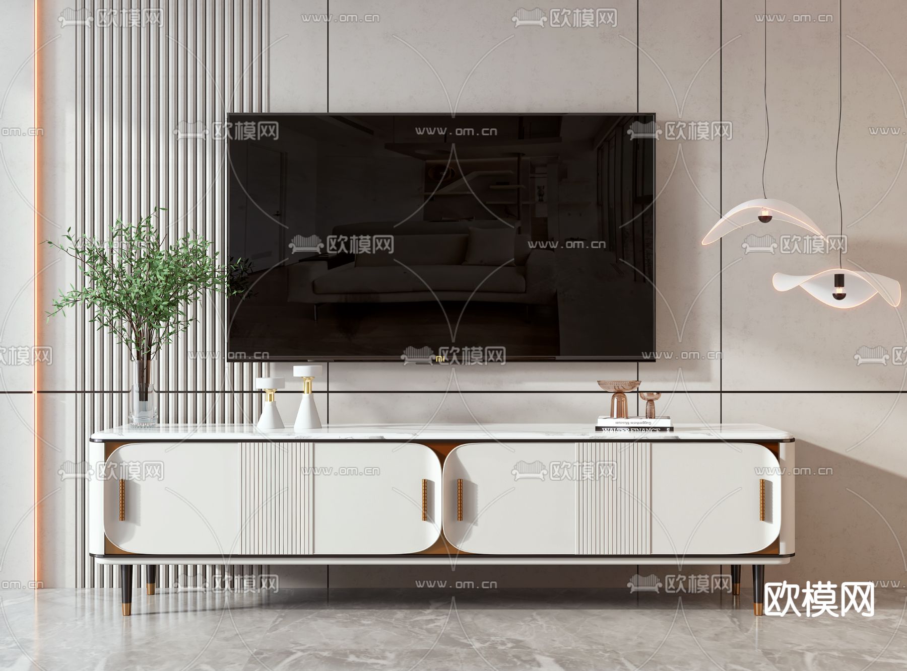 现代电视柜3d模型下载