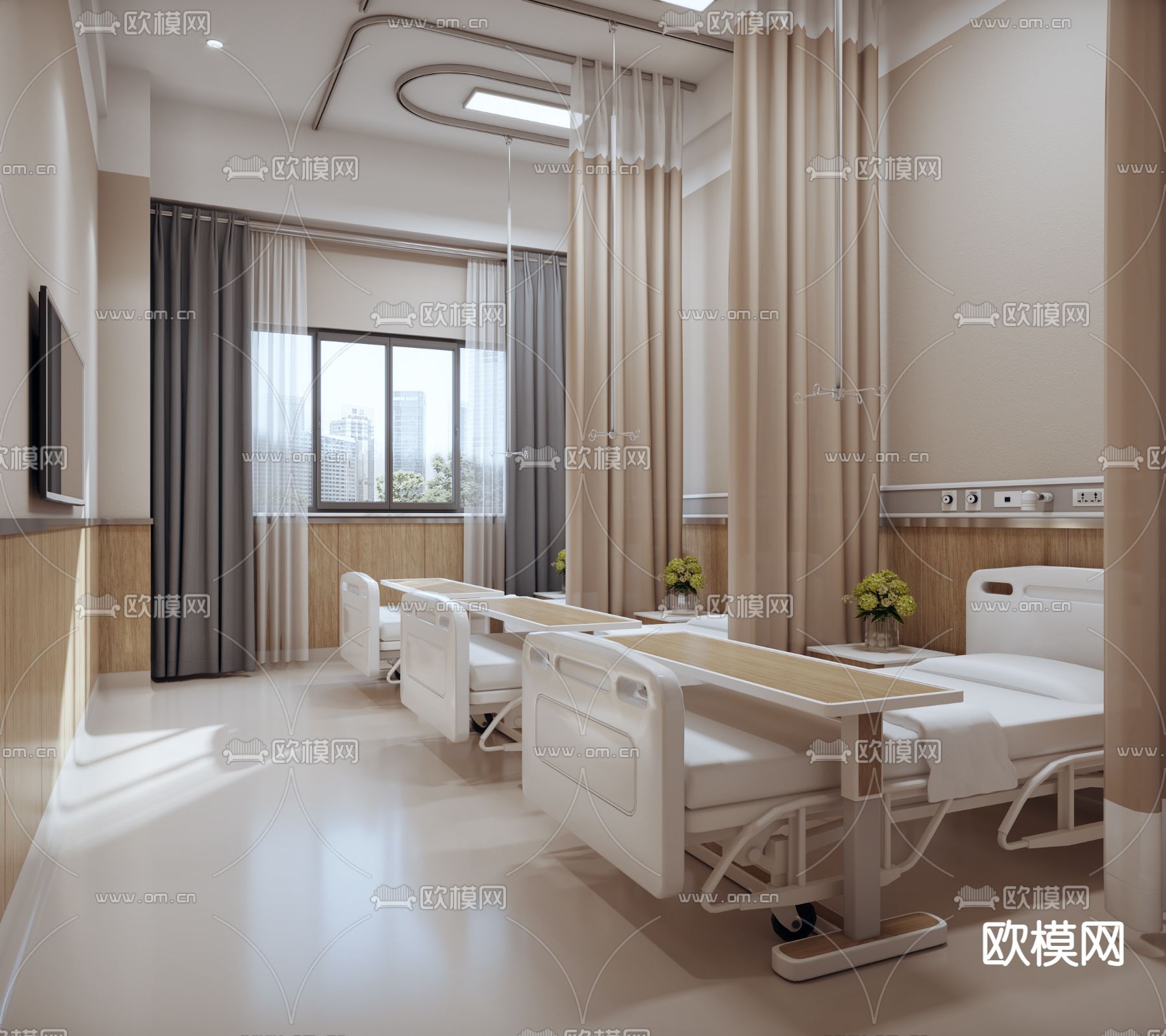 医院病房3d模型下载_ID12314188_3dmax免费模型-欧模网
