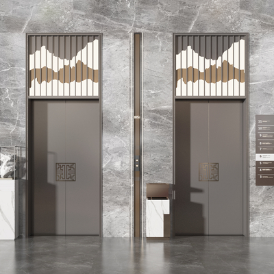  现代电梯厅 电梯门su模型 