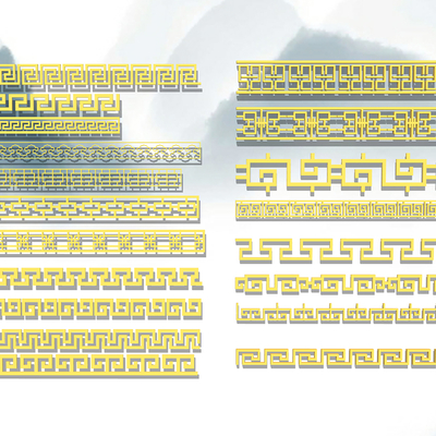  新中式雕花角线 线条su模型 