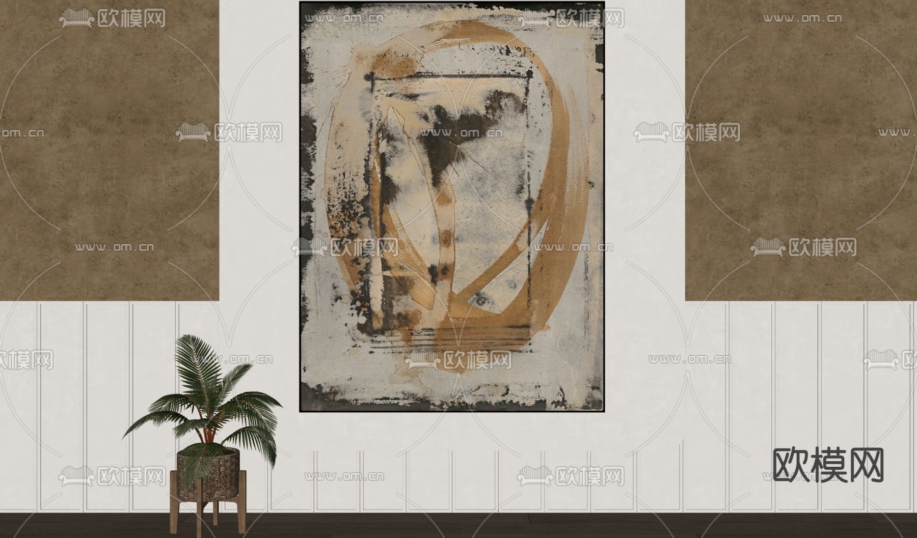 侘寂风抽象画 装饰画su模型