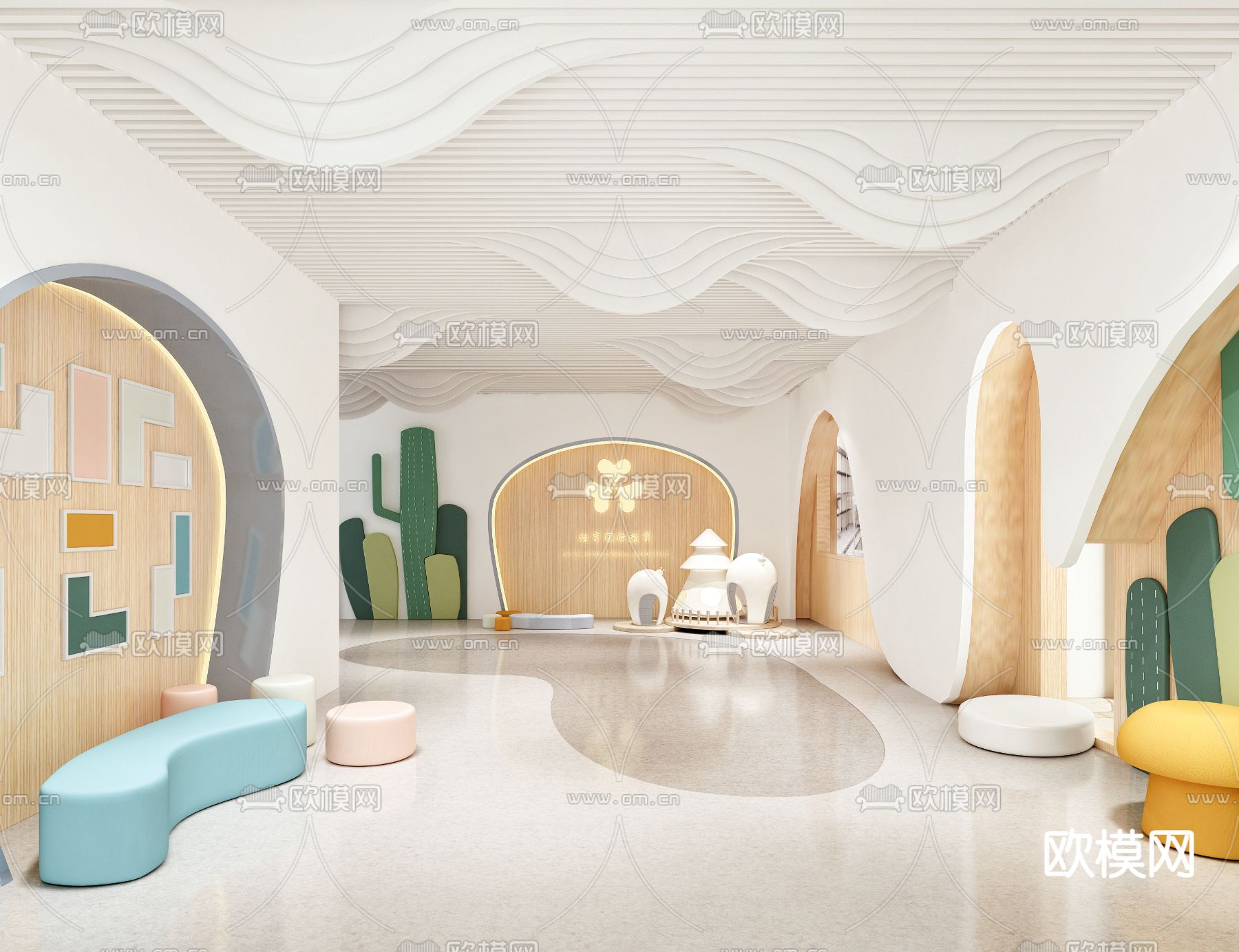 现代幼儿园3D模型下载