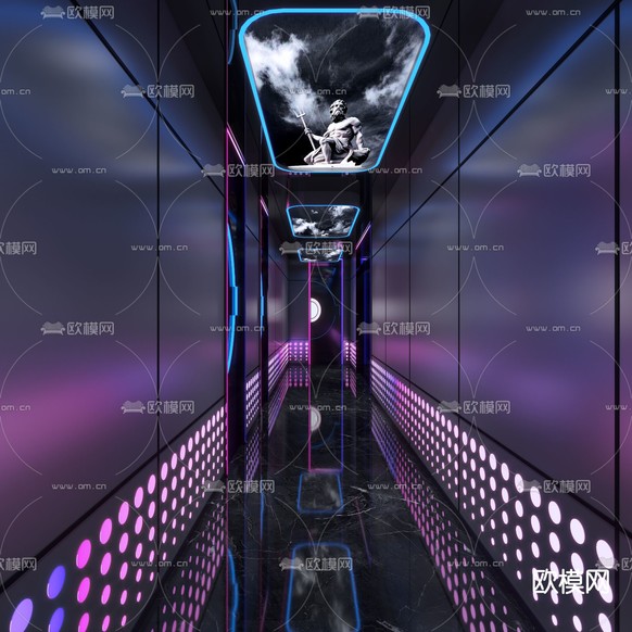 KTV 酒吧走廊 过道3d模型下载_ID13003297_3dmax免费模型-欧模网