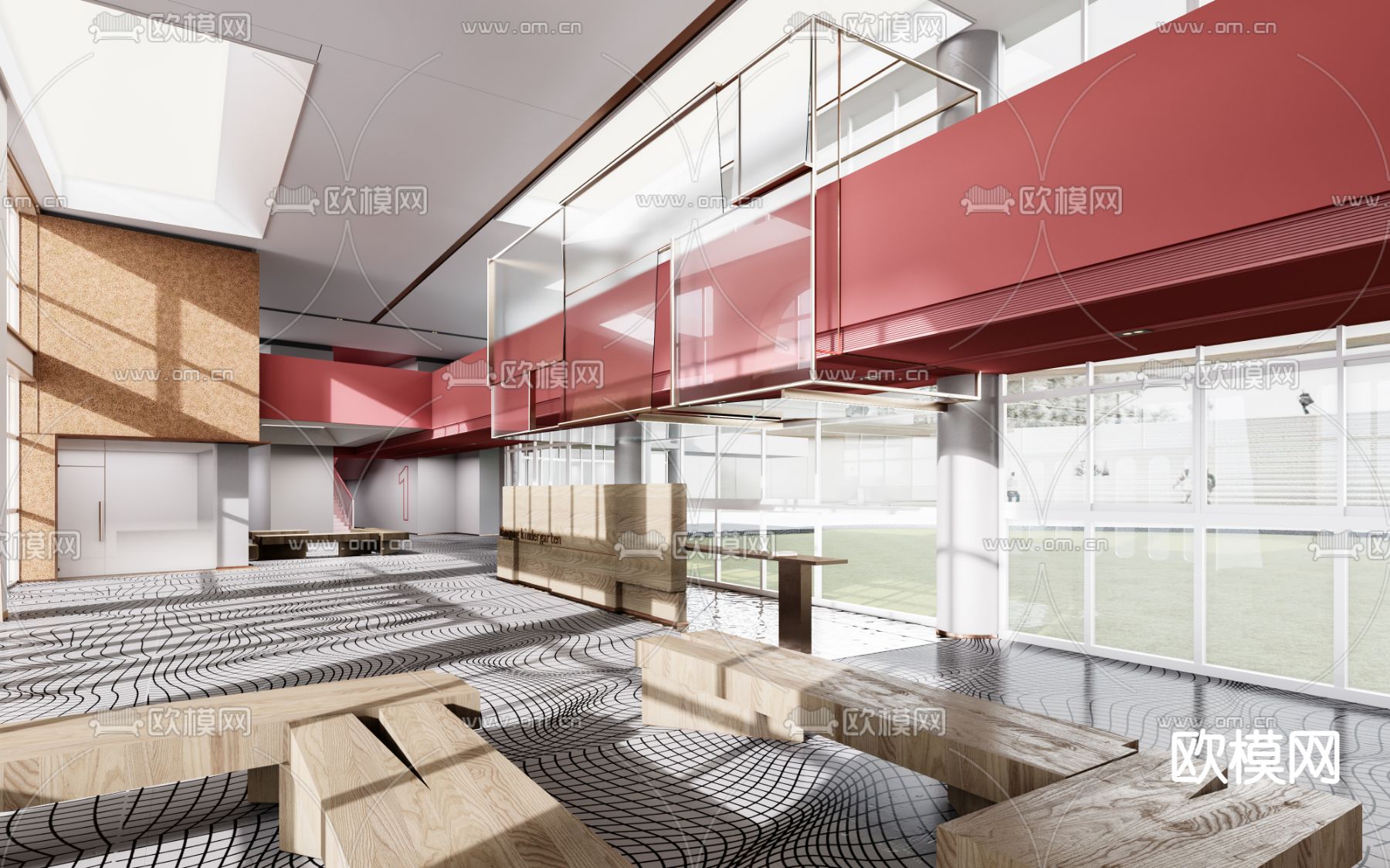 幼儿园大厅 休息区3d模型下载（渲染图1）