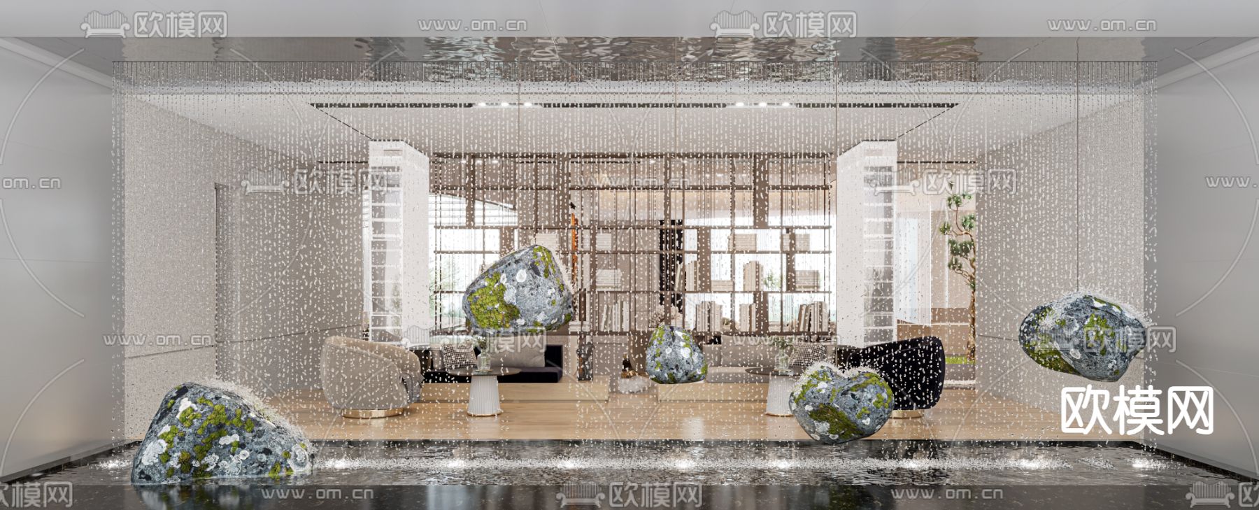 轻奢售楼部 洽谈区3d模型下载（渲染图2）