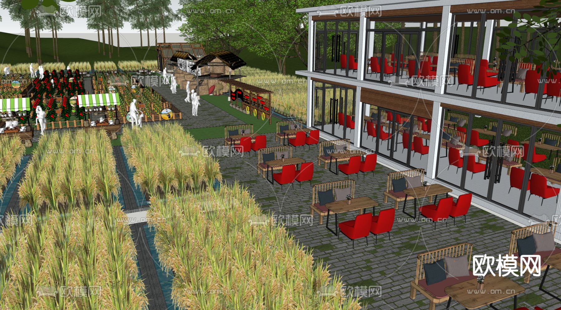 自然风田园景观su模型下载（渲染图3）