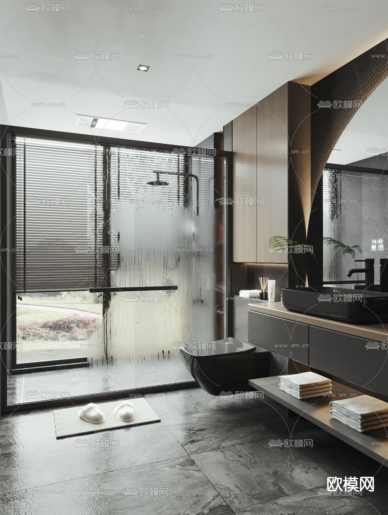 现代卫生间su模型下载（渲染图1）