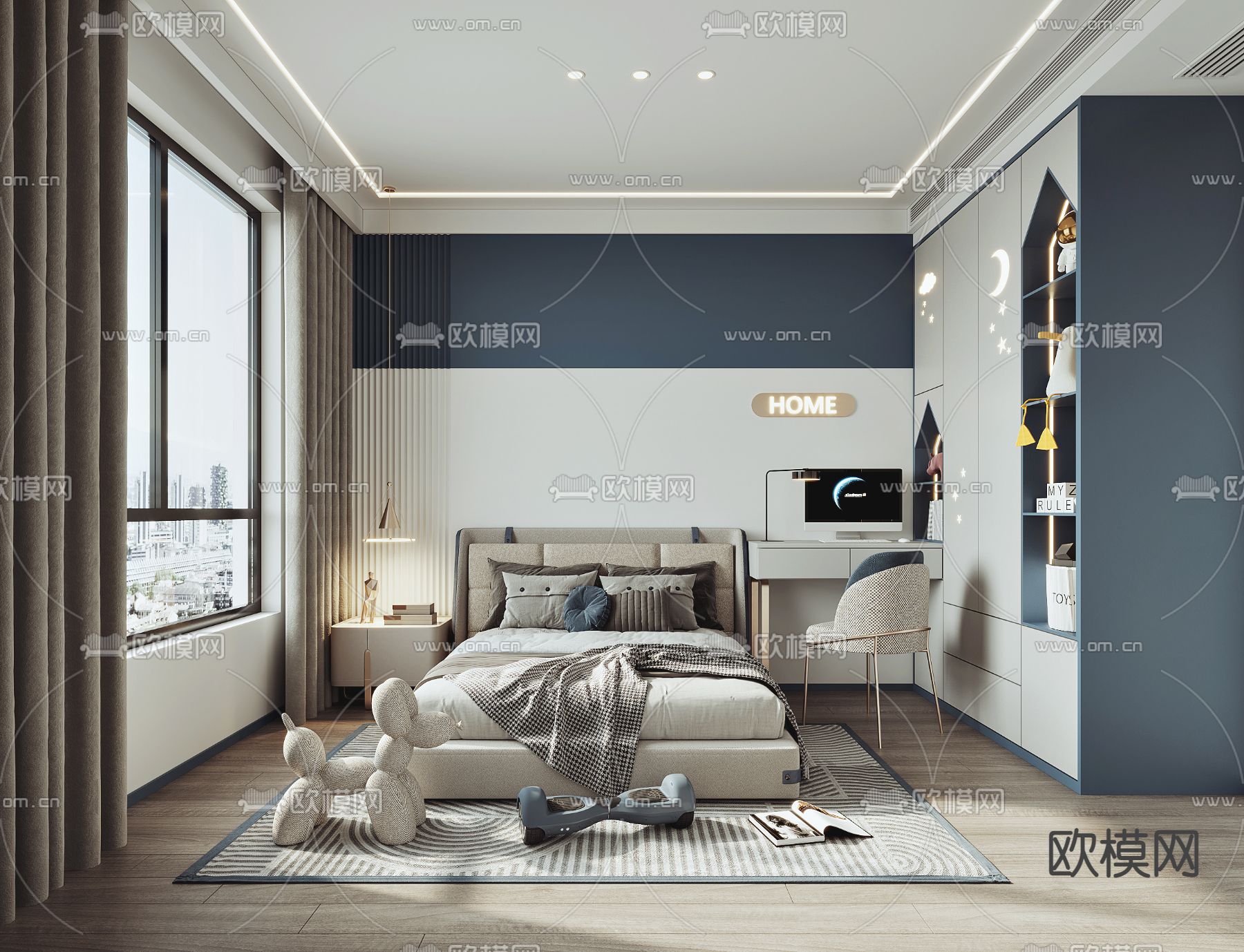 现代男孩房 小孩房 儿童房3d模型下载