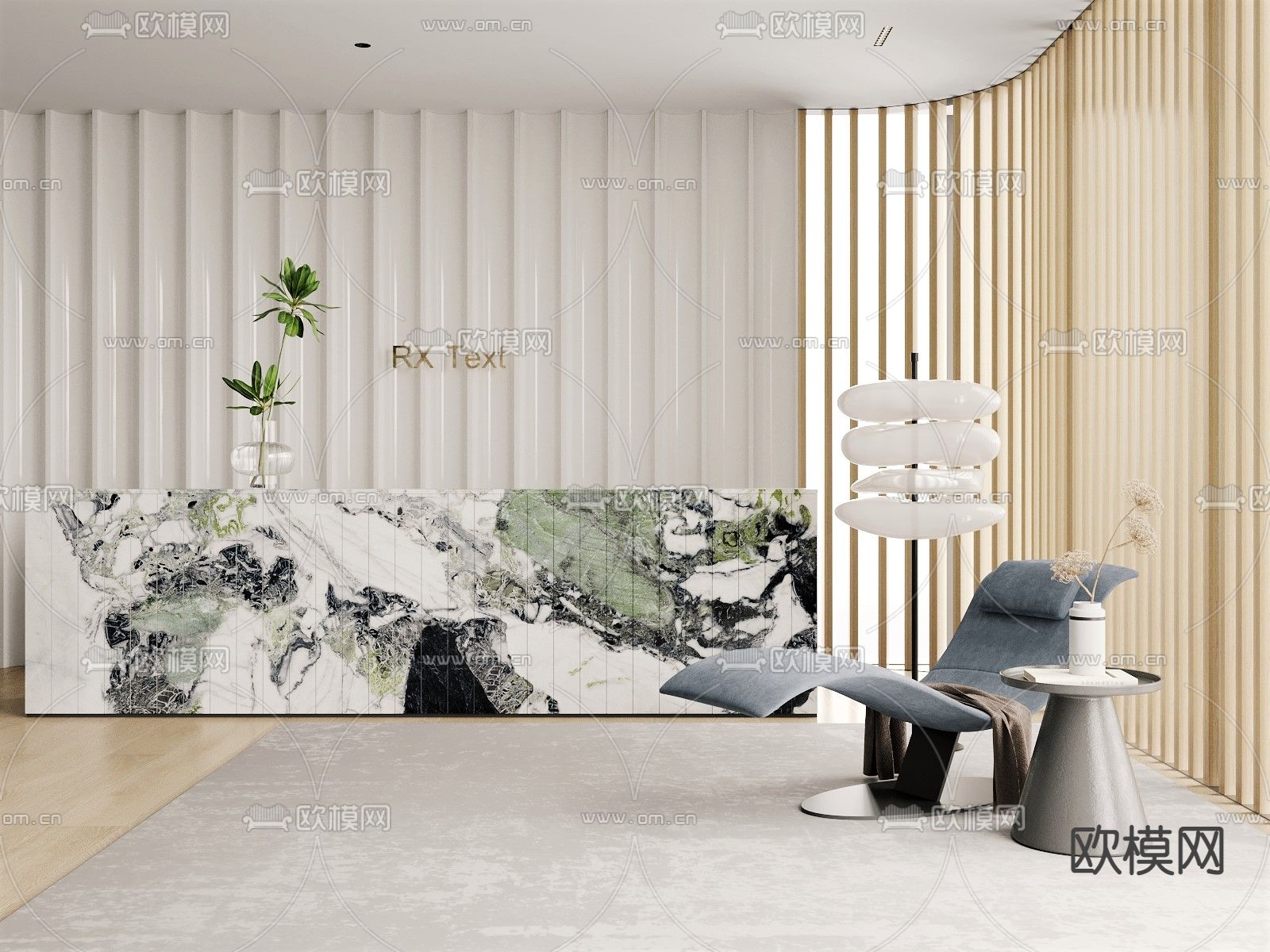 现代前台 接待台3d模型下载