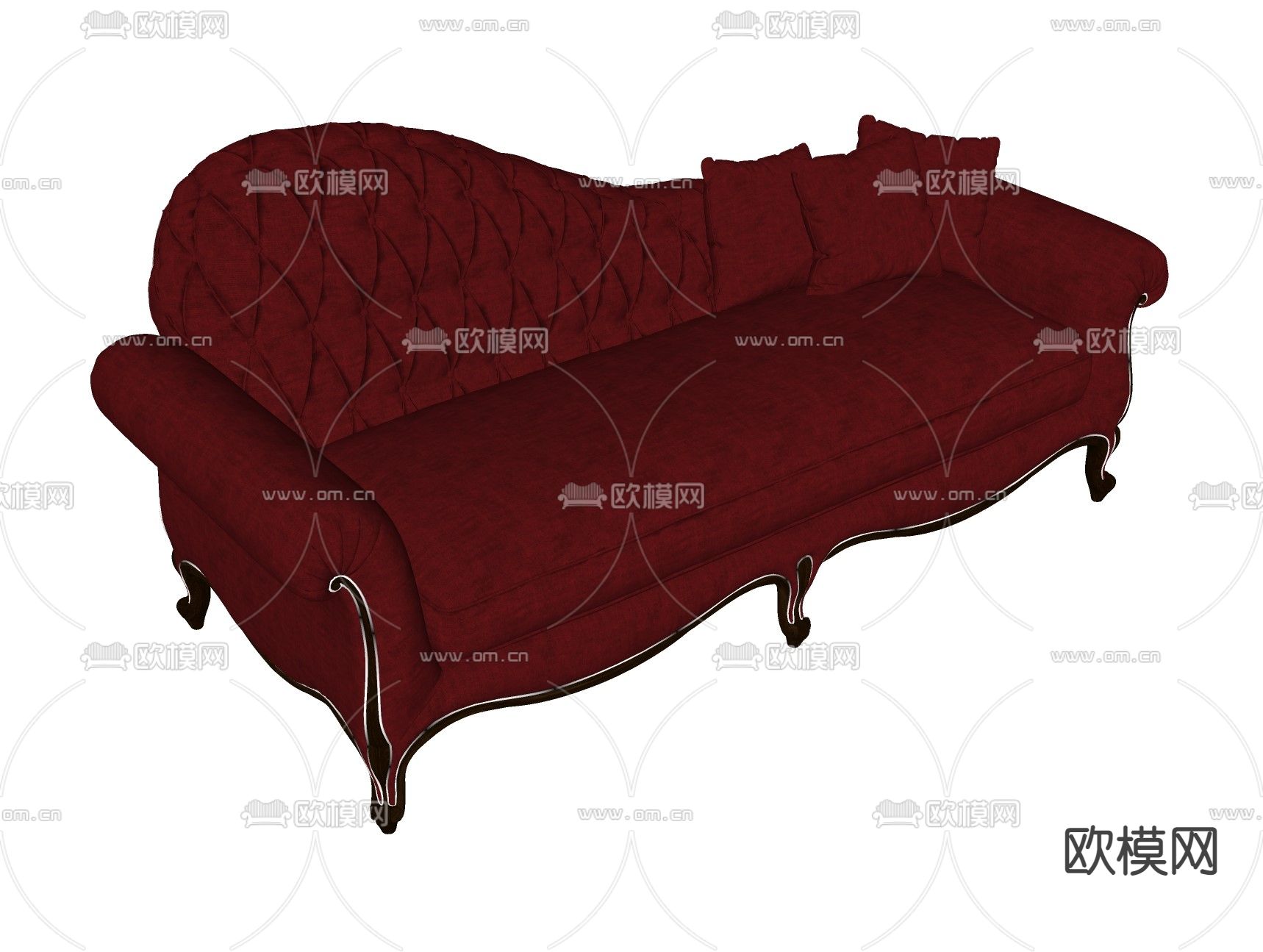 欧式贵妃椅su模型下载（渲染图2）