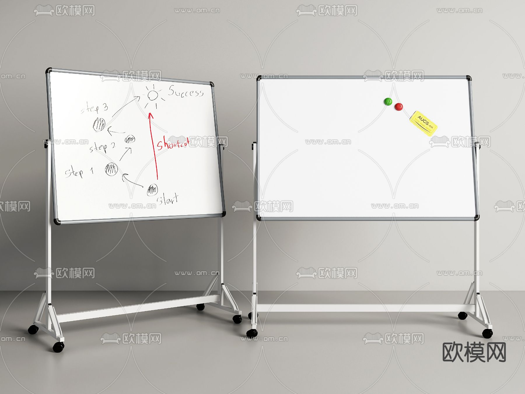 办公白板 移动写字板3d模型下载