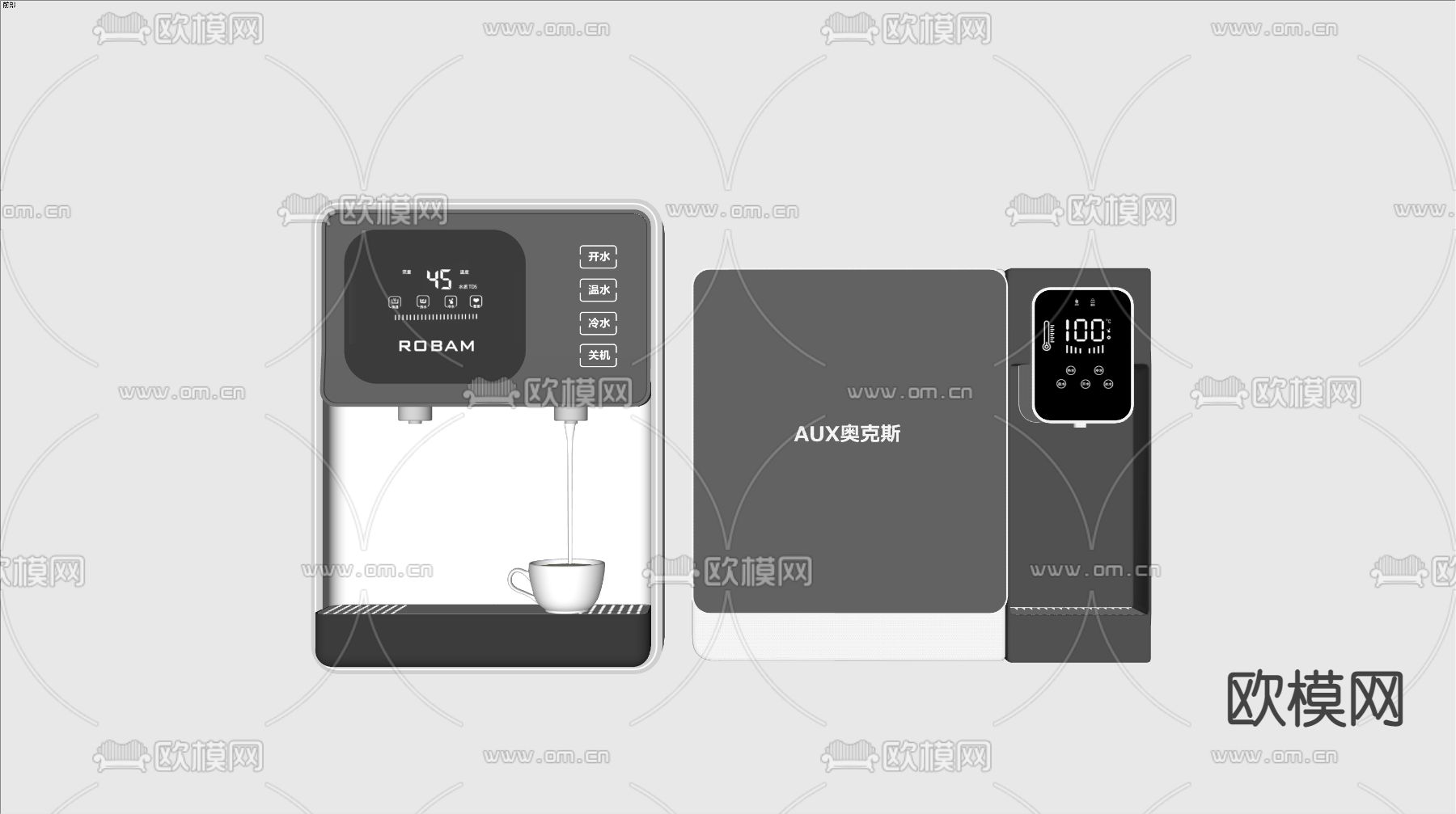 奥克斯管线机 挂壁式饮水机su模型