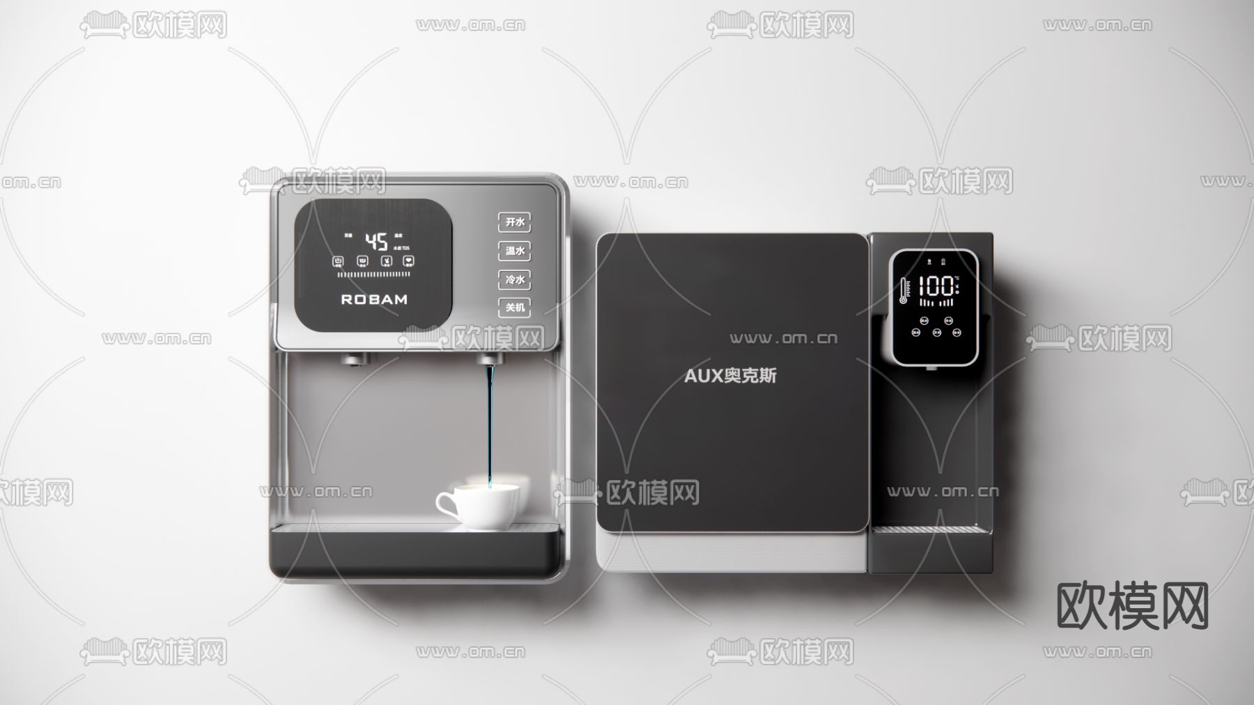 奥克斯管线机 挂壁式饮水机su模型