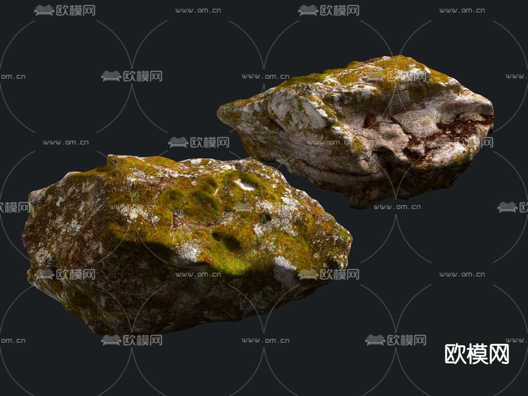 苔石 石头 石块3d模型下载