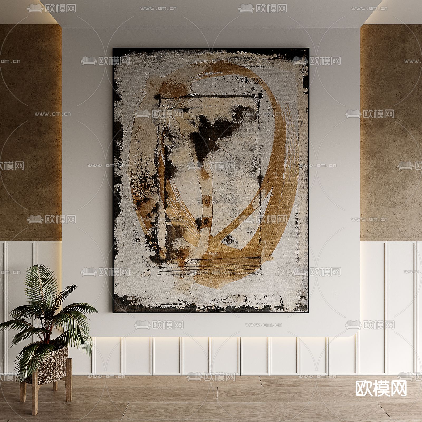 侘寂风抽象画 装饰画su模型