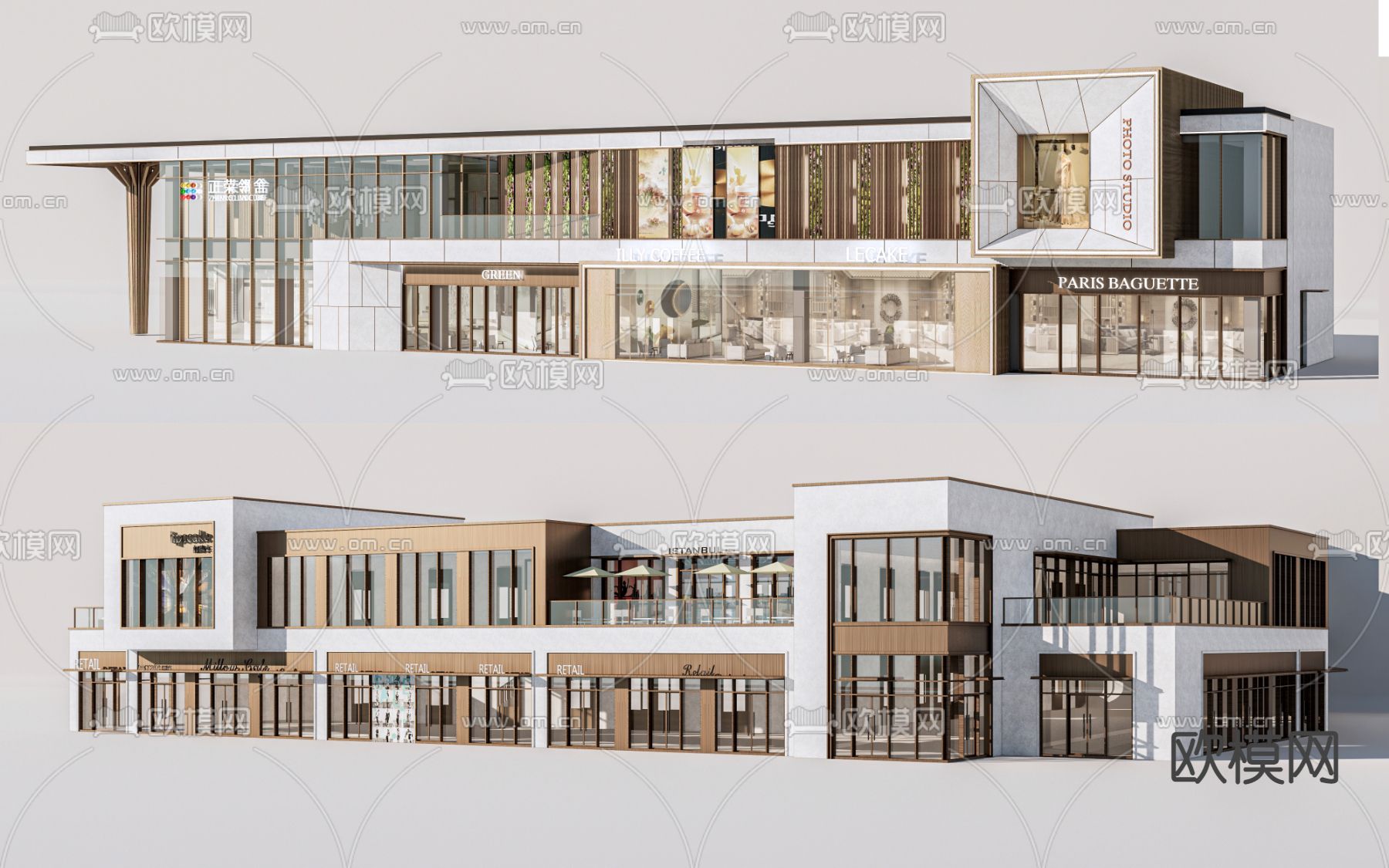 现代店铺门头 门面su模型下载（渲染图1）