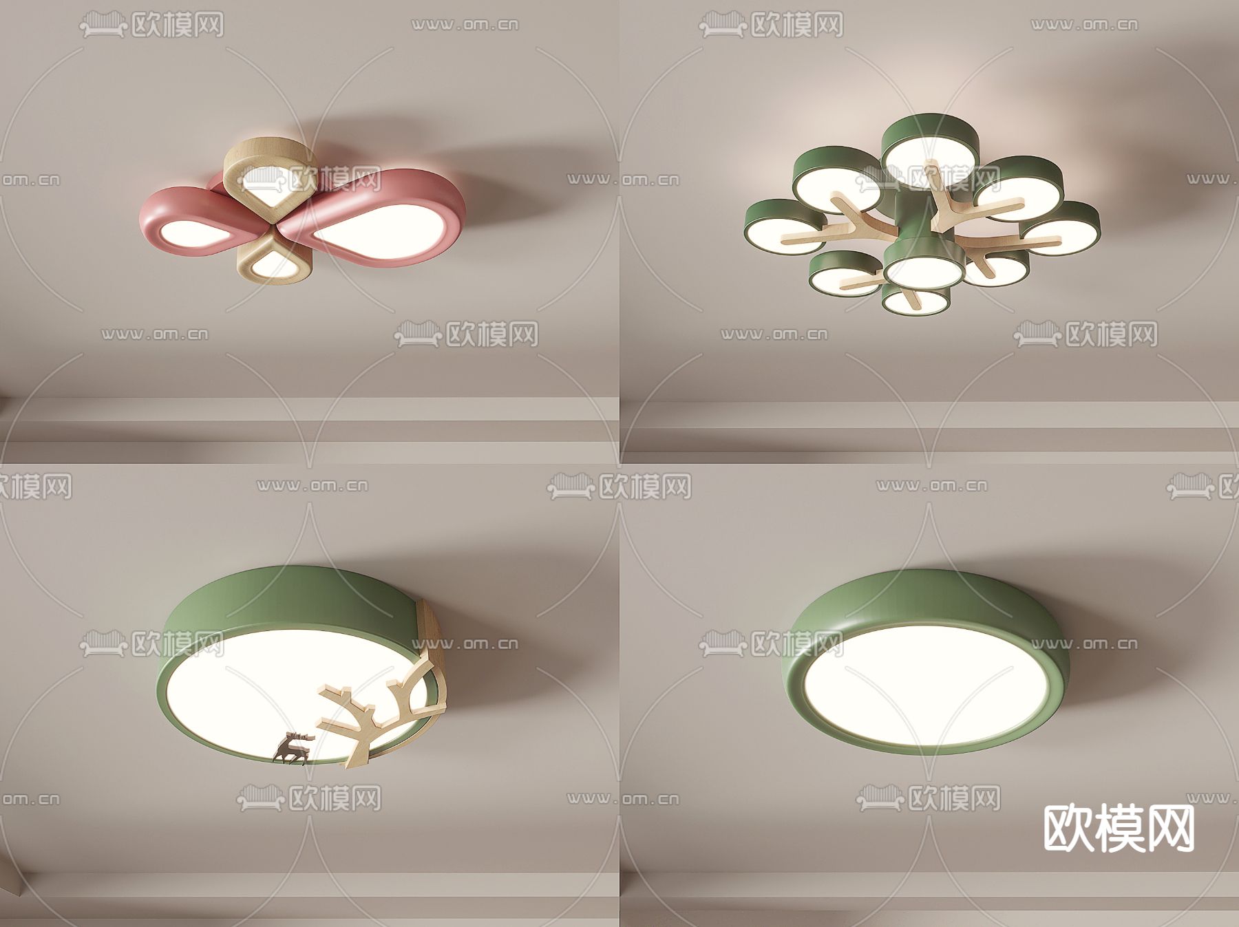 法式吸顶灯3d模型下载（渲染图1）