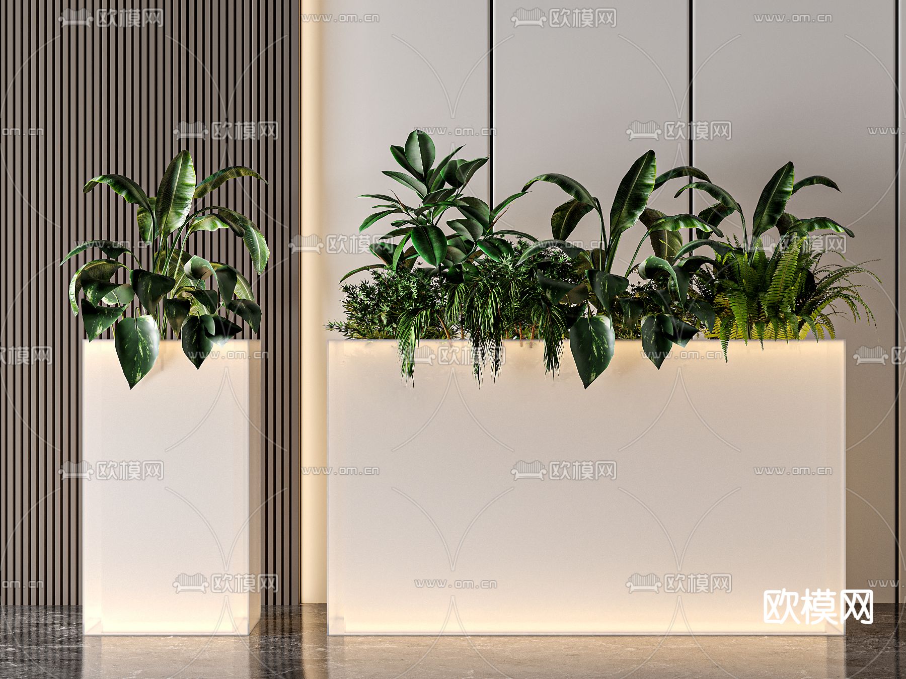 绿植盆栽 花箱 花坛3d模型下载