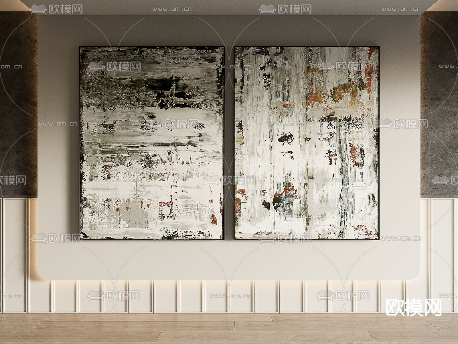 侘寂风抽象画 装饰画su模型