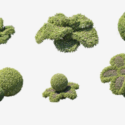  现代灌木球 造型绿篱灌木su模型 
