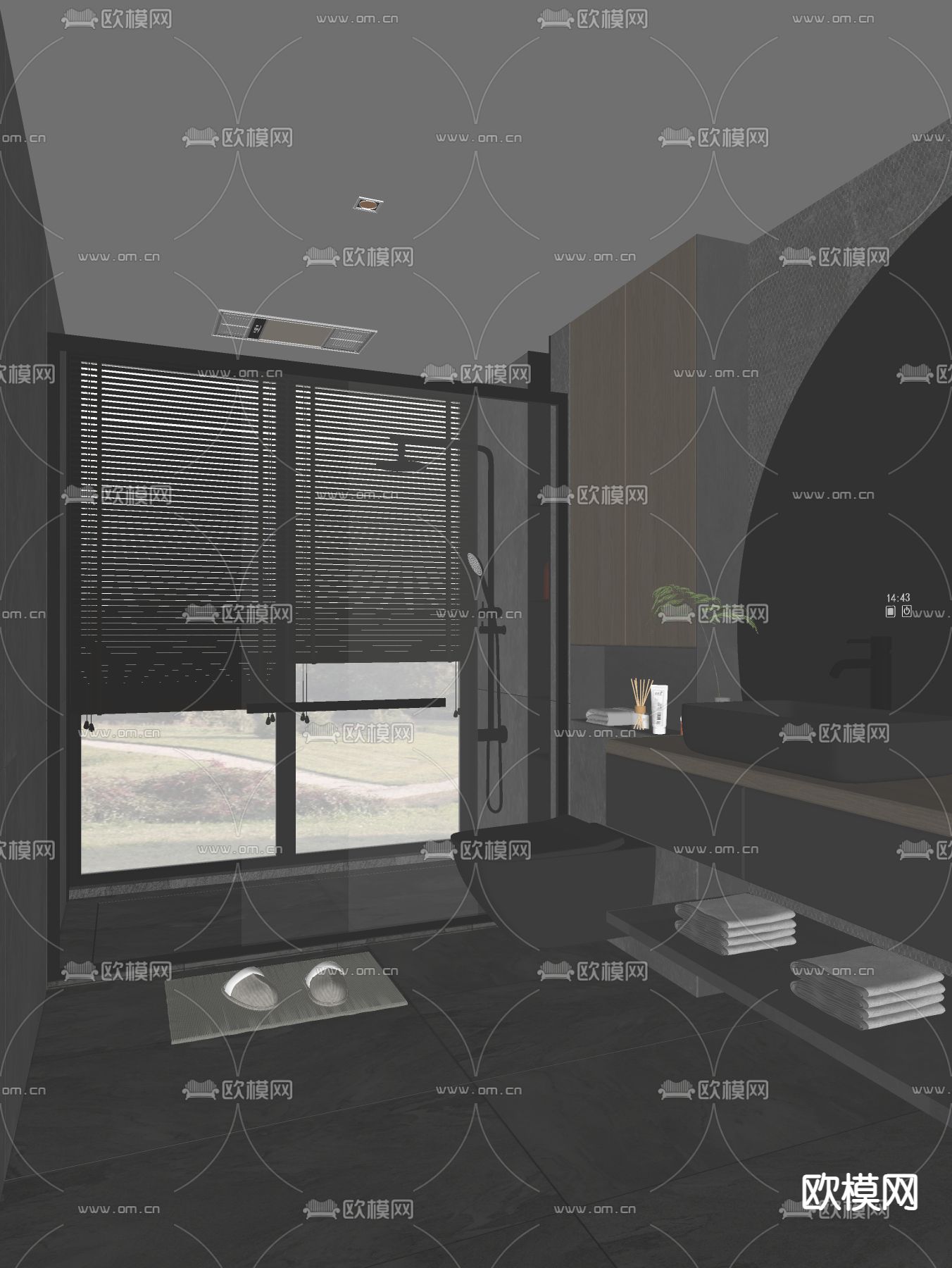 现代卫生间su模型下载（渲染图2）