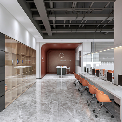  敞开式办公室su模型 