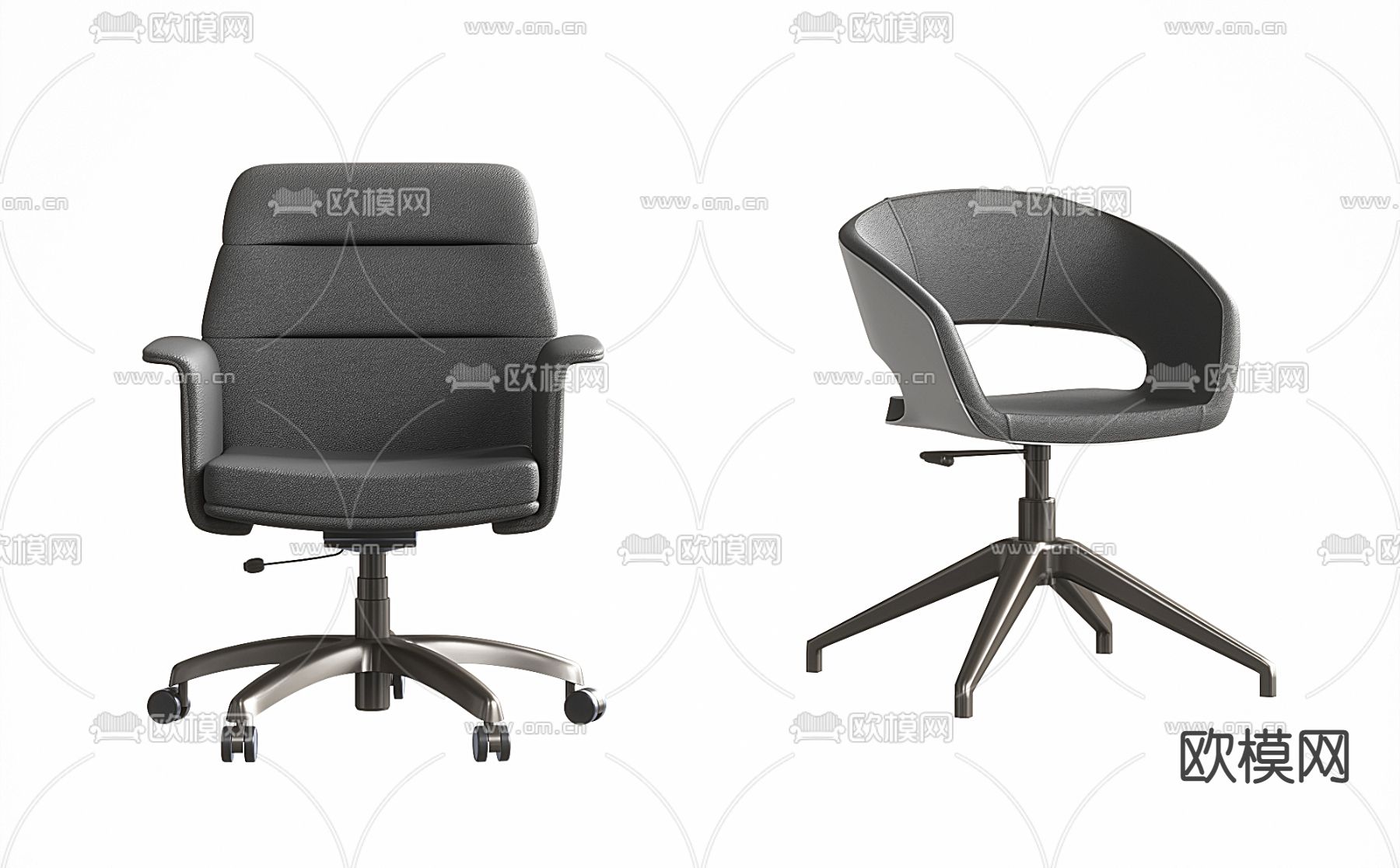 办公转椅 职员椅su模型下载（渲染图1）