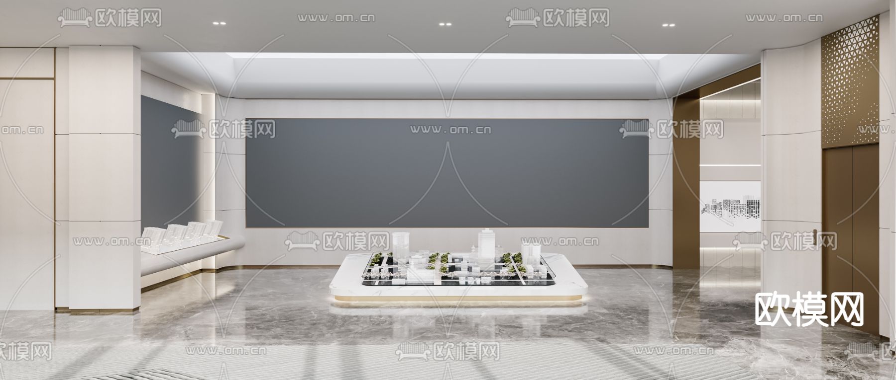 现代售楼处洽谈区3d模型下载（渲染图3）