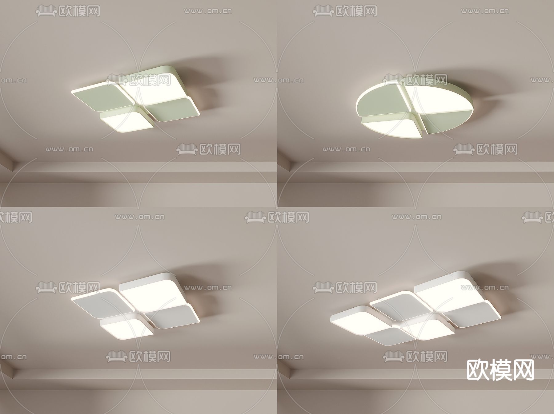 极简吸顶灯 几何吸顶灯3dsu模型下载（渲染图1）