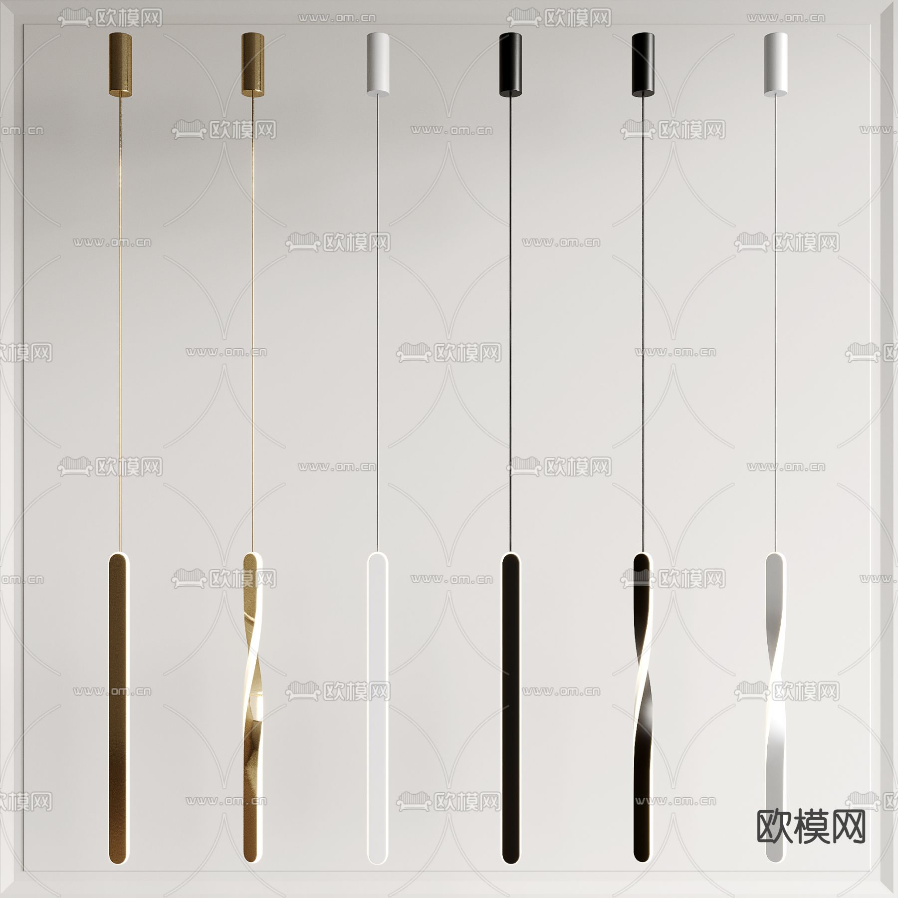 小吊灯 长条吊灯su模型