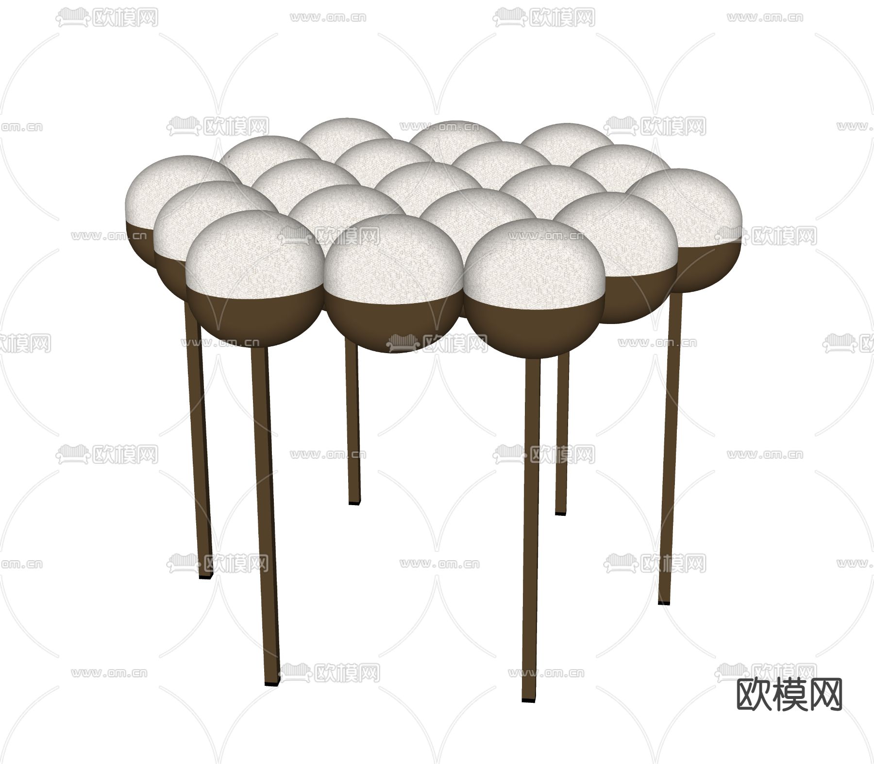 现代沙发凳su模型下载（渲染图2）