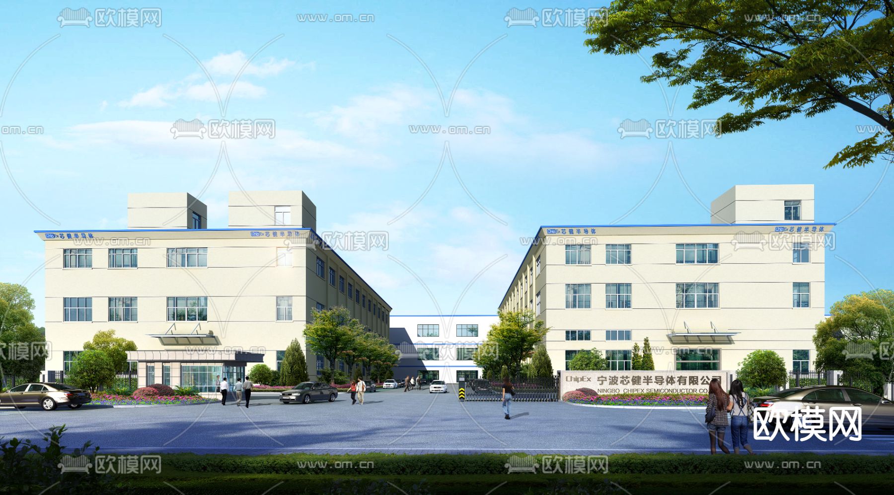 厂房外观 工厂门头3d模型下载