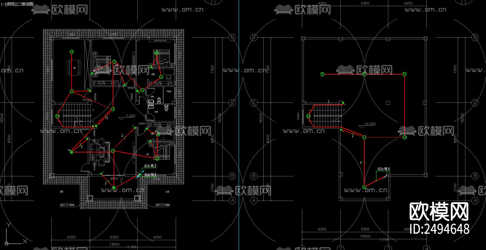 住宅建筑电气设计CAD施工图下载（渲染图8）